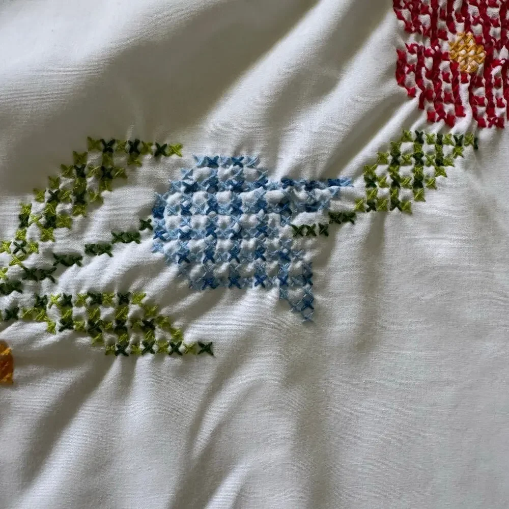 Flower Embroidery Round Tablecloth 70